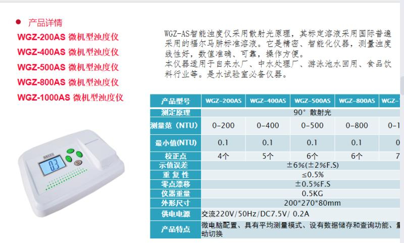 濁度測試儀  齊威    WGZ-200AS